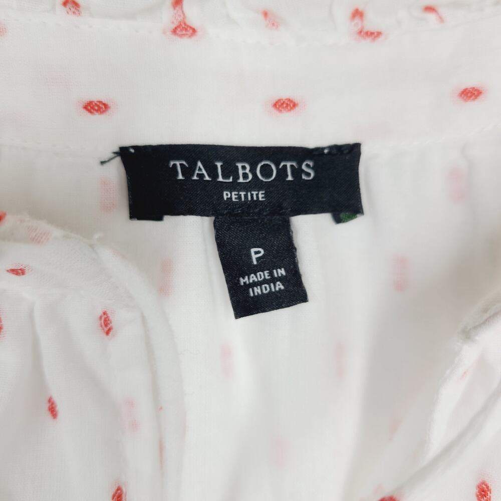 Talbots Embroidered Flutter-Sleeve Top Women's P Tassel Ties - Picture 3 of 12